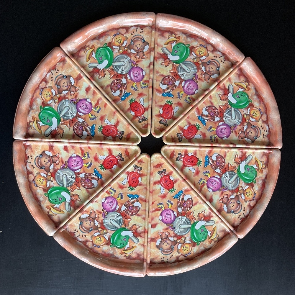 Vintage Deborah Mallow Pizza Slice Party Plates Set of 8
